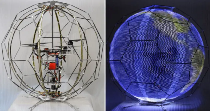 日本研发圆滚滚的球形无人机，被LED屏团团包围