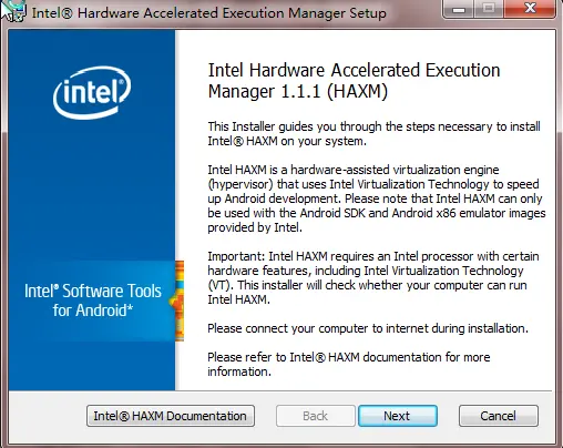 emulator: ERROR: x86 emulation currently requires hardware acceleration!