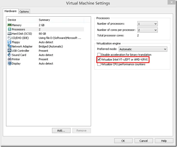 VMware Workstation中安装Hyper-v