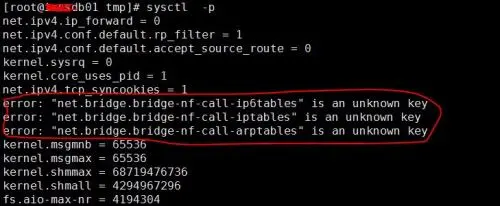 systcl -p 报错 error: "net.bridge.bridge-nf-call-ip6tables" is an unknown key