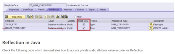 使用ABAP的RTTI和Java反射机制访问static private属性