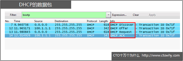 详解DHCP工作方法，并用wireshark对DHCP四个数据包抓包分析