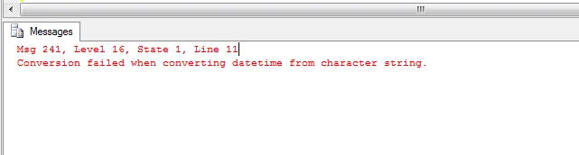 SQL语句中，Conversion failed when converting datetime from character string.错误的解决办法
