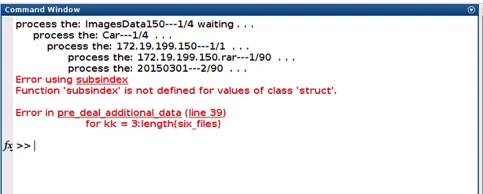 Error using subsindex           Function &#39;subsindex&#39; is not defined for values of class &#39;struct&#39;.