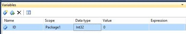 SSIS package 更新 variable