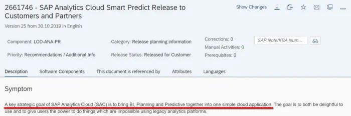 SAP Analytics Cloud关于Smart Predict功能的说明