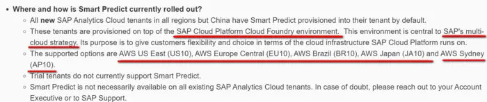 SAP Analytics Cloud关于Smart Predict功能的说明