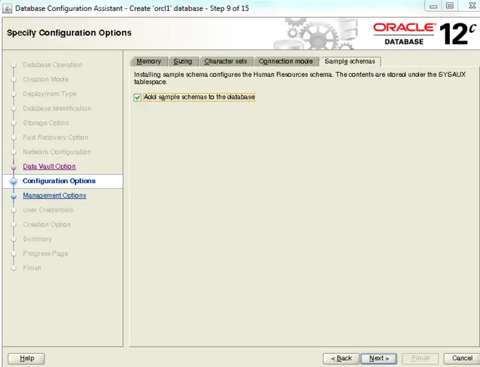 Oracle 12.2安装示例schema